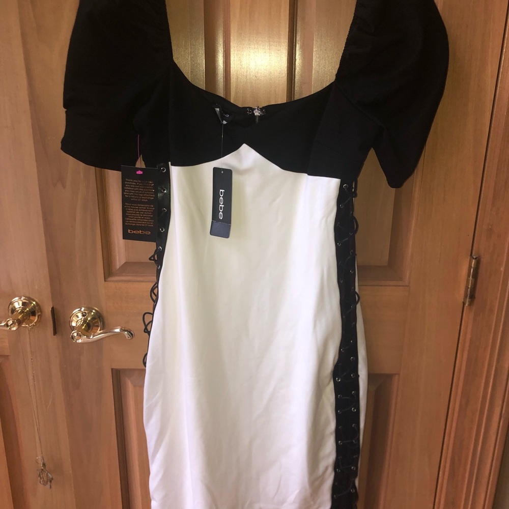 Bebe black and white dress